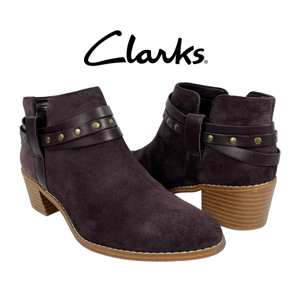 Clarks Somerset | Women’s 6M | Breccan Shine Purple Ankle Suede‎ Boot